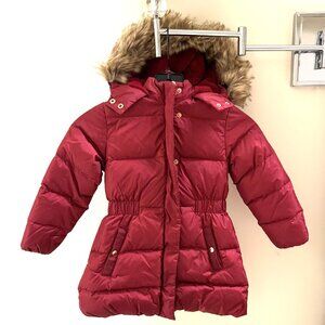 Jacadi Red Puffer Coat with Fur Hood Size 4T (104cm)